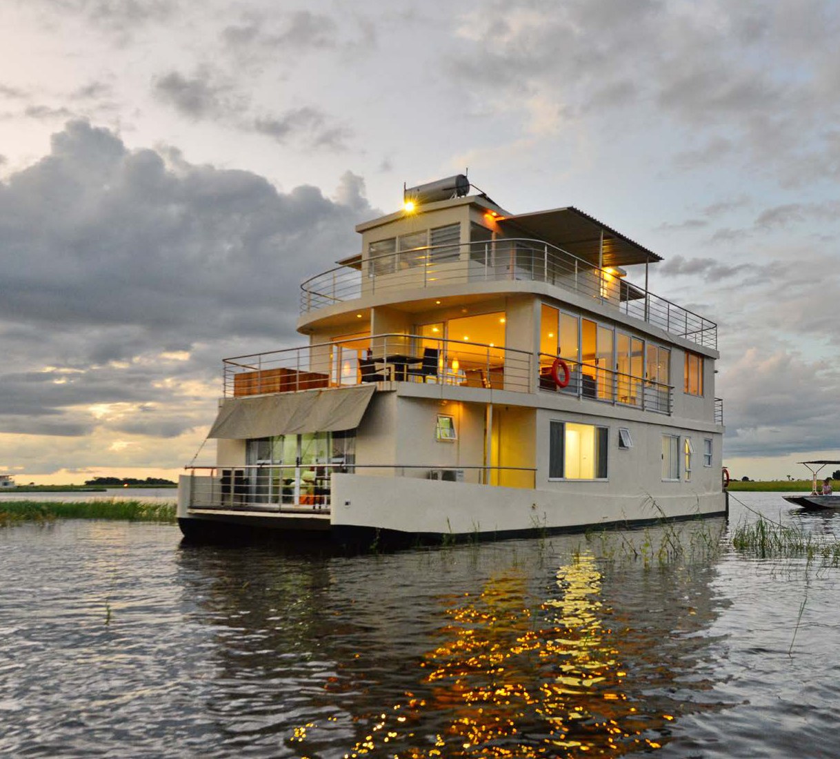 The Zambezi Queen — three decks of floating suite.