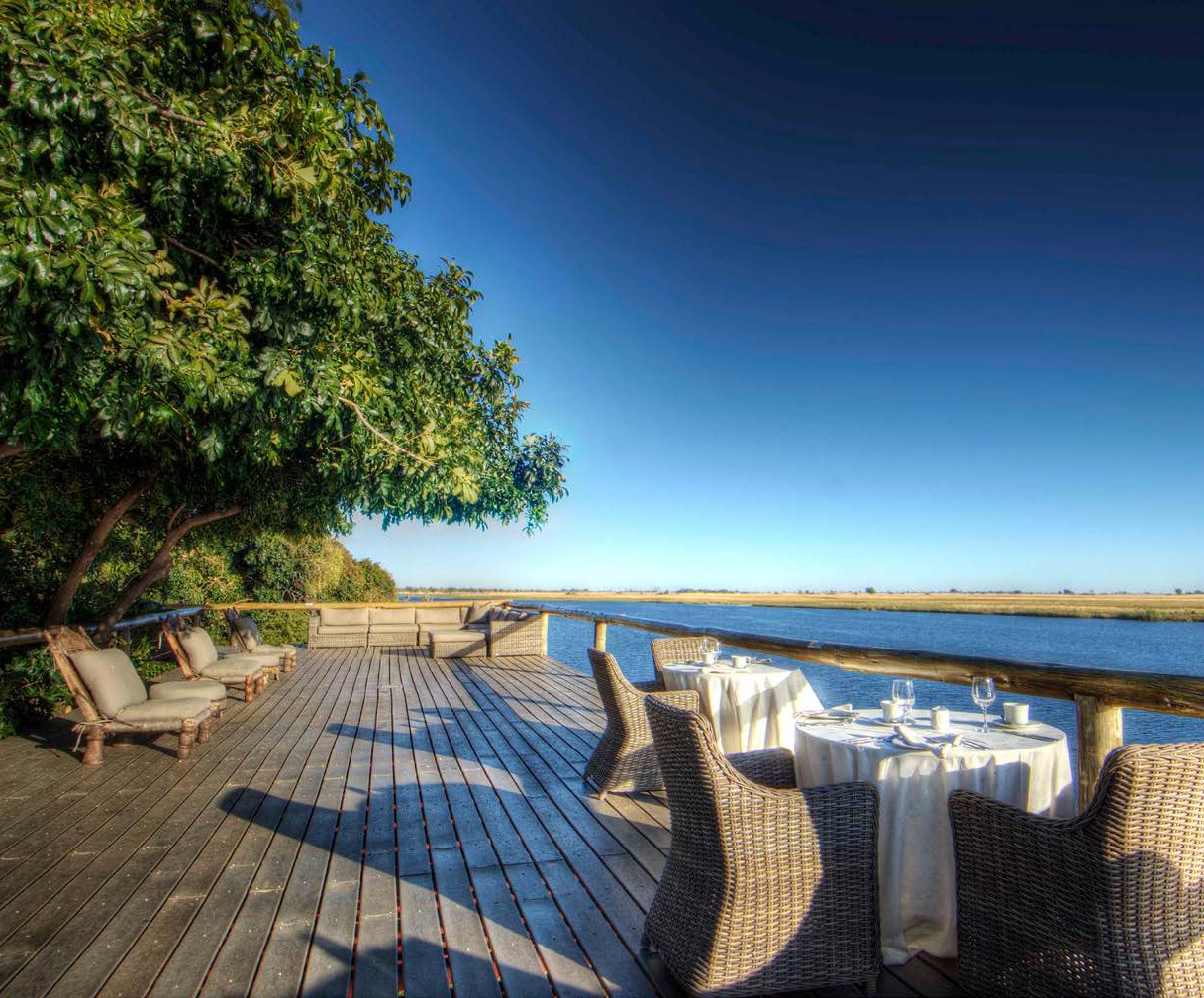 Sundowners on the Chobe River deck.