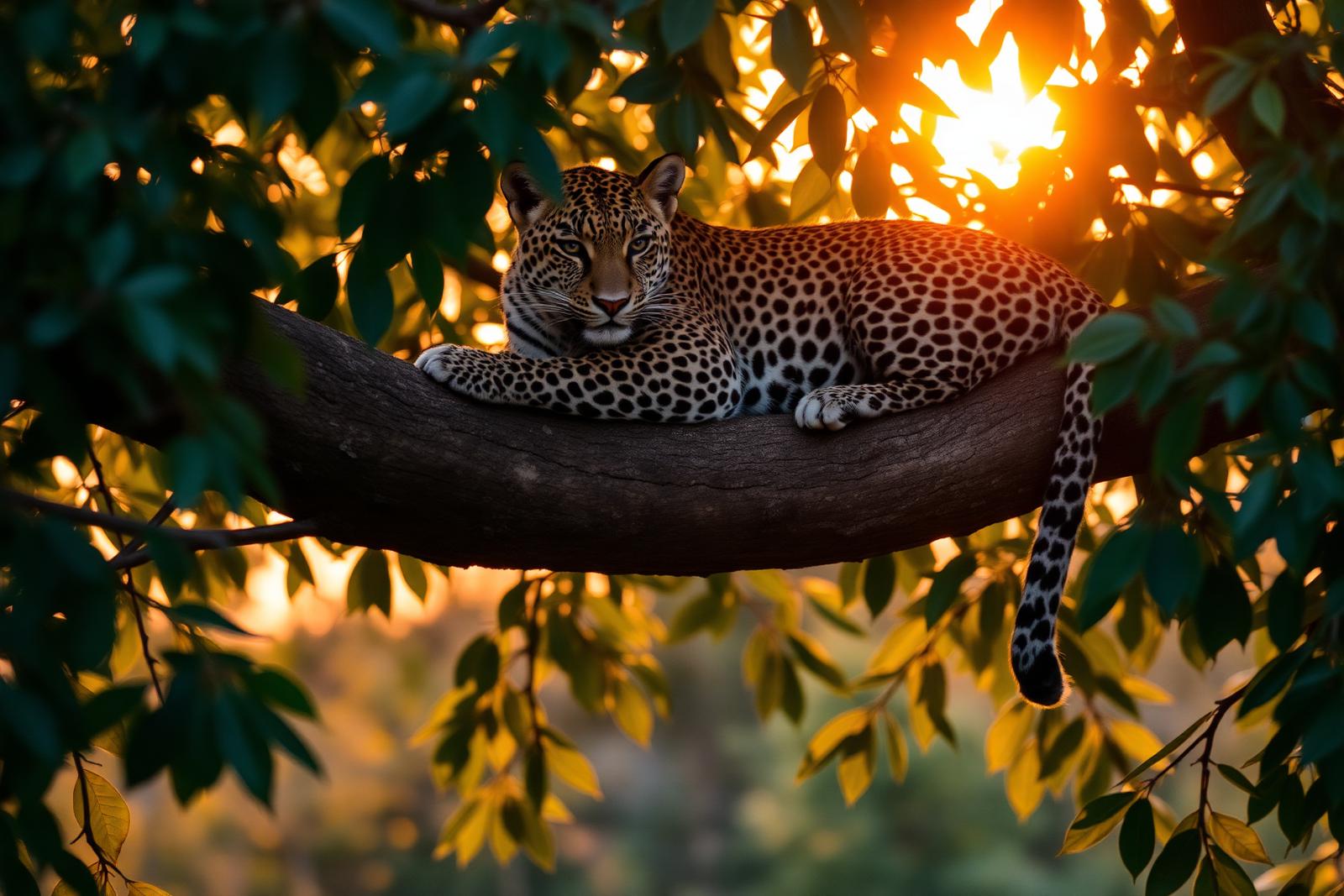 Leopard in a leadwood — Phinda's specialty.