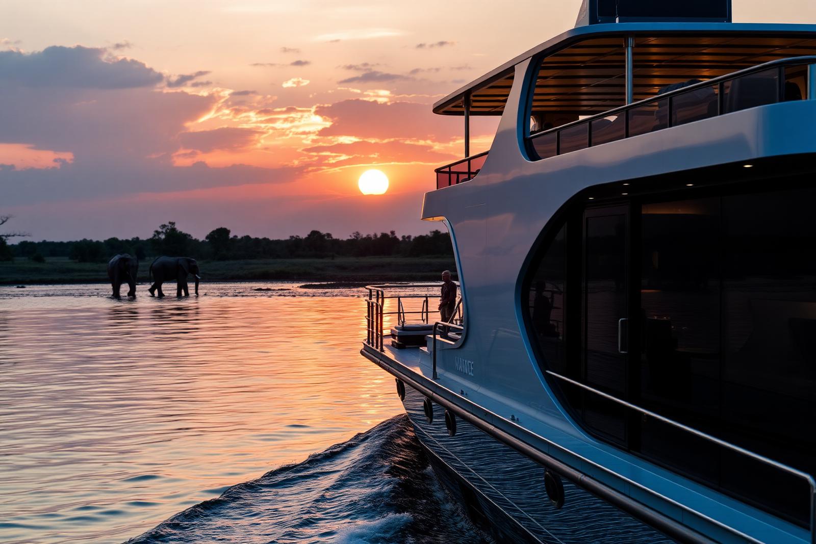 The Zambezi River — sunset drift into the falls' spray.